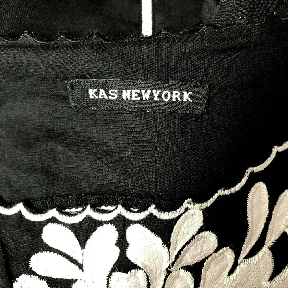 Anthropologie KAS New York Black White Laser Cut Short Sleeve Shift Dress Sz 4 - Picture 2 of 6